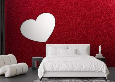 Heart frame on shiny red background Wall mural