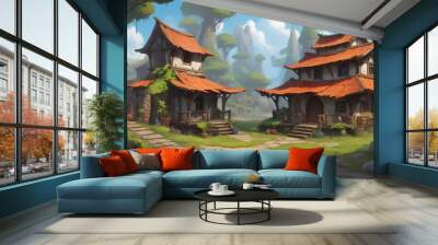 landscape village gamestyle Wall mural