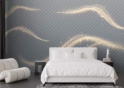 Light effect Magic golden wind for web design and fairytale decoration. Golden magic comet with lots of sparkling bokke and shimmering light effects. vector Wall mural