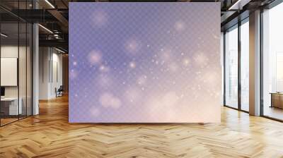 Light effect with lots of glittery glare particles shining on a transparent background. Wall mural