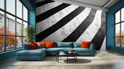 Retro, zigzag lines in contrasting black and white background Wall mural