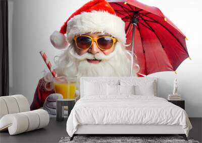 Santa Claus with a cocktail summer vibes Wall mural