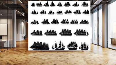 29 different types of sailboats.vector silhouette Wall mural