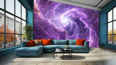 Beautiful purple space background. Sci-fi cosmic wallpaper. Wall mural