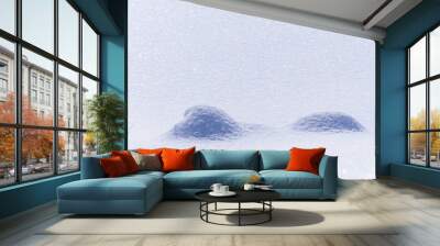 Winter snowy background with two snow drifts.Selective focus.Fresh crisp snow.Sunny weather. Wall mural