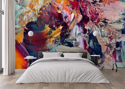 Colorful abstract background wallpaper. Modern motif visual art. Mixtures of oil paint. Trendy hand painting canvas. Wall decor and Wall art prints Idea. 3D Texture. Art object Wall mural