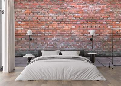 Industrial urban background. Empty grunge surface. 3D illustration of an old brick wall. Wall mural