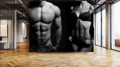 Bodybuilding. Man and  woman Wall mural