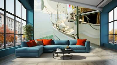 Yacht in the open sea Wall mural