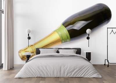 Champagne bottle on a white background Wall mural