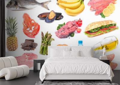 Food on a white background Wall mural