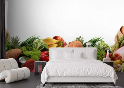 Food products on a white isolated background Wall mural