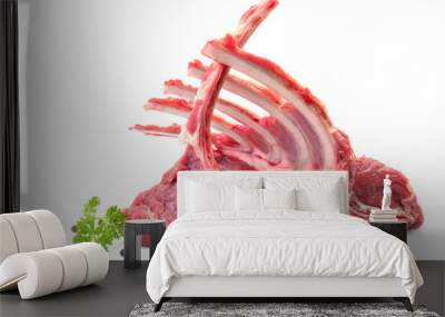 Lamb ribs on a white background Wall mural