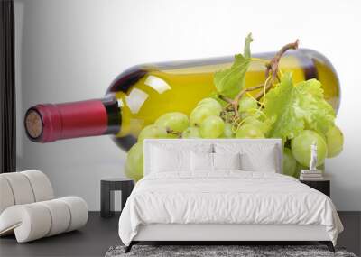 Wine bottle on white background Wall mural