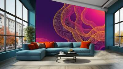 Modern abstract background design in trendy neon bright bold violet and pink colors. 3D waves effect and gradients. Wall mural