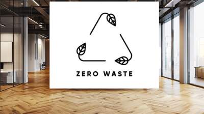 Recycle sign made of leaves. Zero waste vector icon in trendy linear style. Eco friendly and sustainability design Wall mural