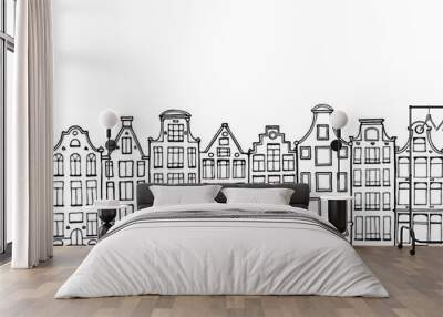 Hand drawn doodle houses. Wall mural