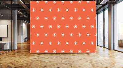 sun pattern white on orange background Wall mural