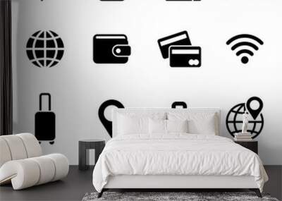 travel rest journey holiday simple icons set Wall mural