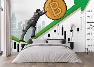 businessman promoting bitcoin Wall mural