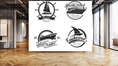 Vintage icons yachts and sailboats Wall mural