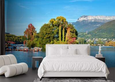  Lake Annecy with picturesque old park. Haute Savoie, French Alps, France Wall mural