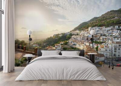 Scenic view of Mijas village at sunset. Costa del Sol, Andalusia, Spain Wall mural