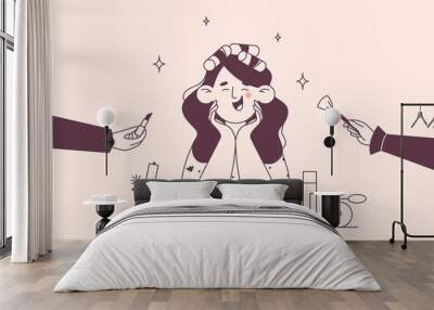 Beautician or cosmetologist and makeup concept Wall mural