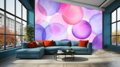 Colorful watercolor circles in pink and purple tones for creative backgrounds and artistic designs Wall mural