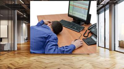 man asleep at the computer Wall mural