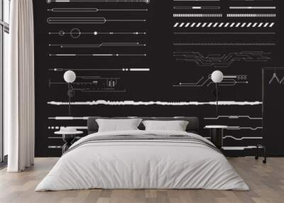 Abstract futuristic sci-fi concept user interface HUD. Vector set of linear techno futuristic vector graphic elements. Wall mural