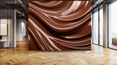 Melted milk chocolate smooth waves close-up macro background, wallpaper, banner Wall mural