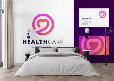 Health care logo and business card template. Wall mural