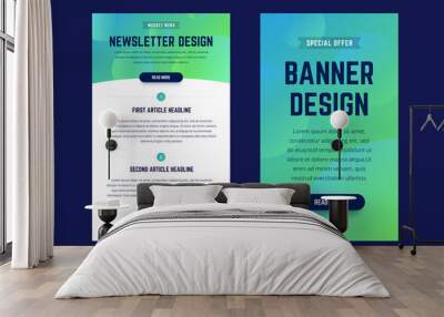 Newsletter, email design template, and vertical banner design template. Modern gradient style with shapes on the background. Vector illustration for web email promotions and landing pages. Wall mural