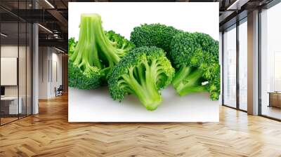 Fresh broccoli on white background Wall mural