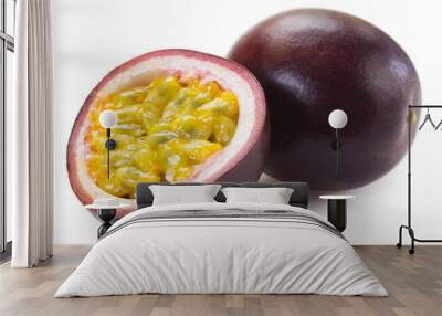 Fresh passion fruit on white background Wall mural