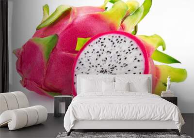 Fresh pitahaya on white background. Dragon fruit. Wall mural