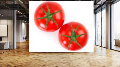 Fresh tomatoes on white background Wall mural