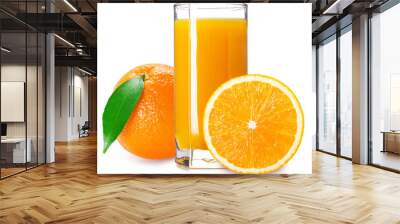 Orange juice on white background Wall mural