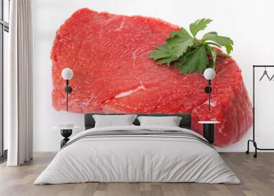 Raw beef on white background Wall mural