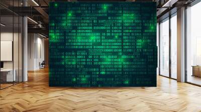 Abstract futuristic cyberspace with binary code, matrix background with digits, well organized layers Wall mural