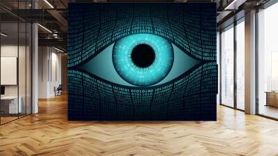 Big brother electronic eye concept, technologies for the global surveillance, security of computer systems and networks Wall mural