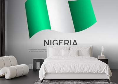 Nigeria flag, mosaic map on light background. Vector banner design, nigeria national poster. Cover for business booklet. Wavy nigerian flag. State patriotic, flyer, brochure Wall mural