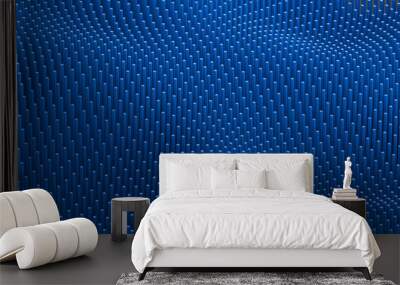 Abstract 3d render, blue geometric background design Wall mural