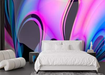 Abstract 3d render, iridescent background design, colorful illustration Wall mural