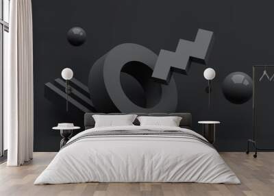 Abstract 3d render, modern geometric background, graphic design Wall mural