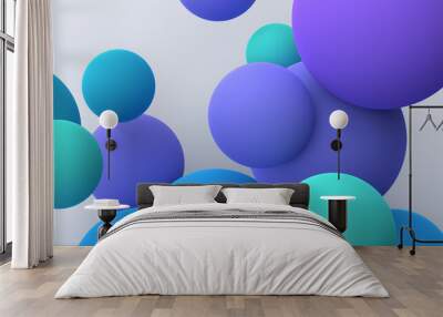 Abstract 3d render of colorful spheres, modern background design Wall mural