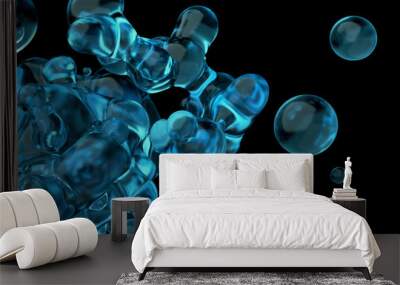 Abstract 3d rendering of chaotic liquid in empty space. Background with dynamic fluid splash. Design element. Wall mural