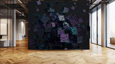 Abstract 3d rendering of geometric shapes. Composition with cubes. Modern background design for poster, cover, branding, banner, placard. Wall mural