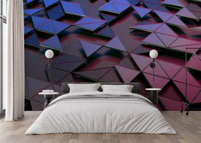 Abstract 3d rendering of geometric surface. Composition with triangles. Futuristic modern background design for poster, cover, branding, banner, placard. Wall mural